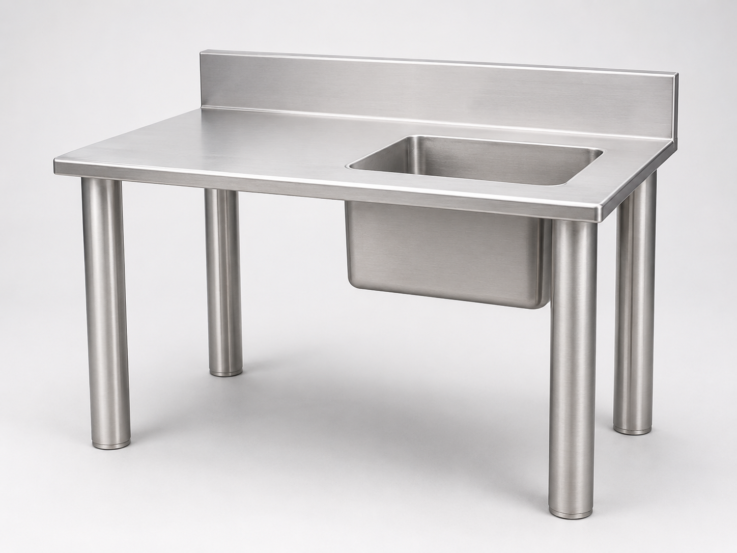 Mesa técnica de acero inoxidable con fregadero integrado